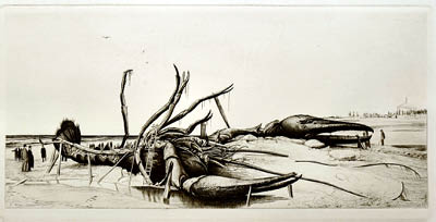 Richard M&uuml;ller (1874-1954),Vom Sturm angesp&uuml;lter, gigantischer Hummer, von
Menschenmassen bestaunt,An enormous Lobster, washed ashore, surrounded by an amazed crowd