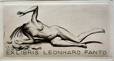 Richard M&uuml;ller (1874-1954),Ex Libris f&uuml;r den ber&uuml;hmten Theatermann,bookmark for
the famous theater-artist